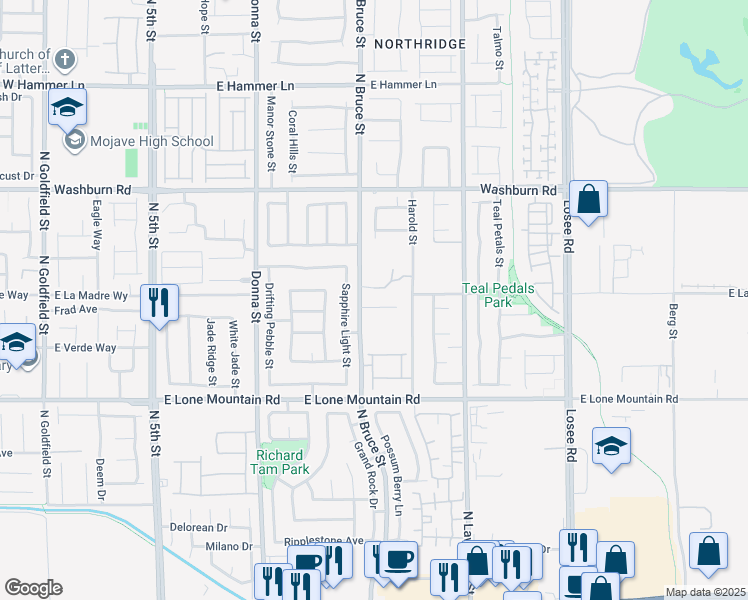 map of restaurants, bars, coffee shops, grocery stores, and more near 1312 Fantastic Court in North Las Vegas