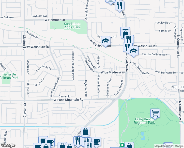 map of restaurants, bars, coffee shops, grocery stores, and more near 1228 Hickory Grove in North Las Vegas