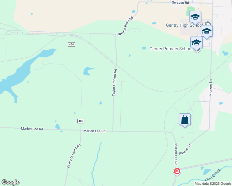 map of restaurants, bars, coffee shops, grocery stores, and more near 12596 Taylor Orchard Road in Gentry