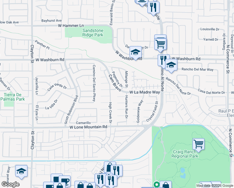 map of restaurants, bars, coffee shops, grocery stores, and more near 1228 Hickory Grove in North Las Vegas