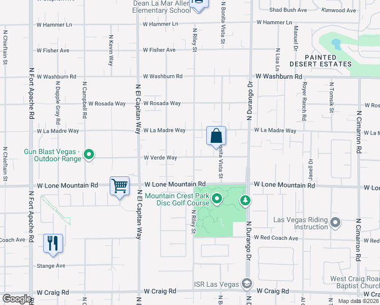 map of restaurants, bars, coffee shops, grocery stores, and more near 8610 West Verde Way in Las Vegas
