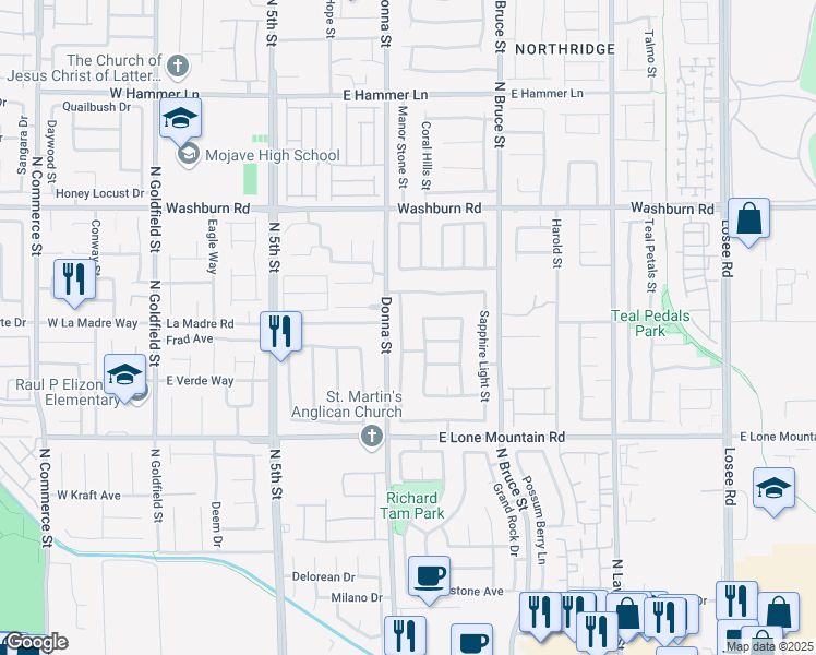 map of restaurants, bars, coffee shops, grocery stores, and more near 4956 Drifting Pebble Street in North Las Vegas