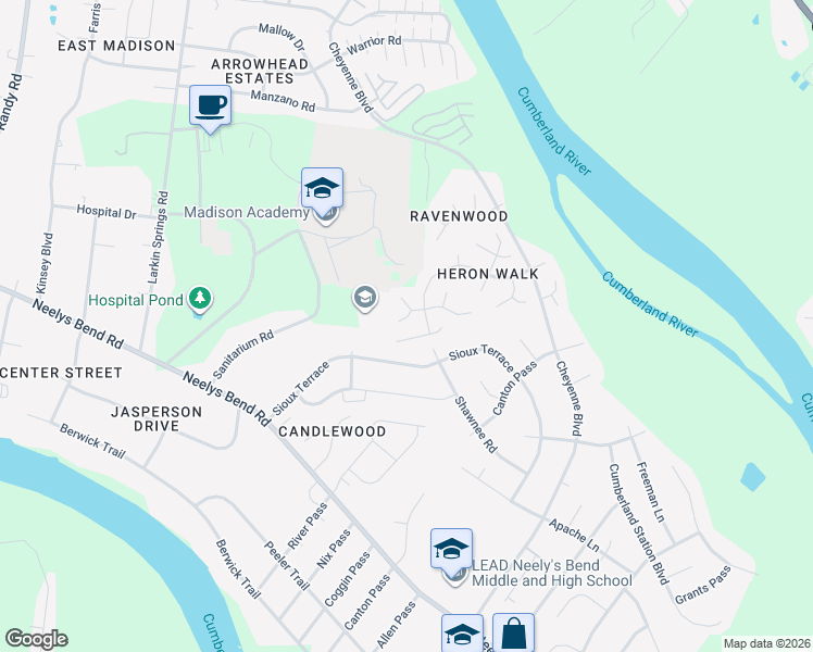 map of restaurants, bars, coffee shops, grocery stores, and more near 809 Seashell Cove in Nashville