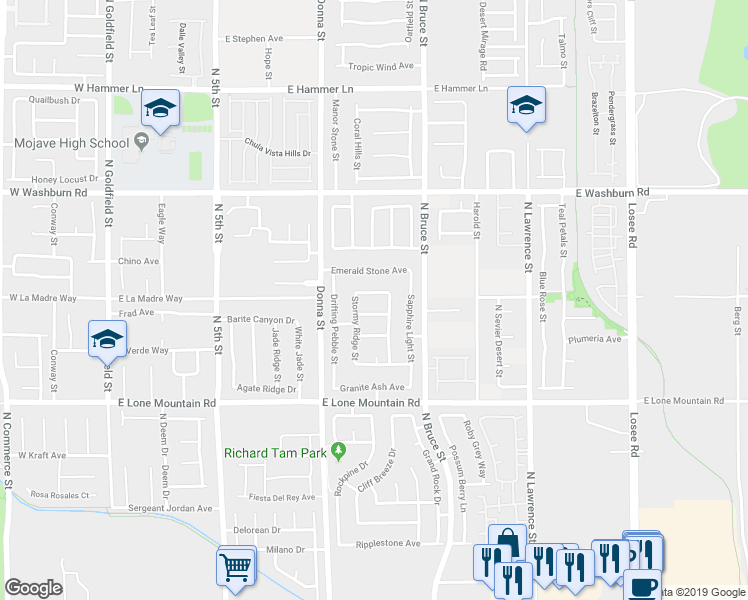 map of restaurants, bars, coffee shops, grocery stores, and more near 1101 Cliffbrook Hedge Avenue in North Las Vegas