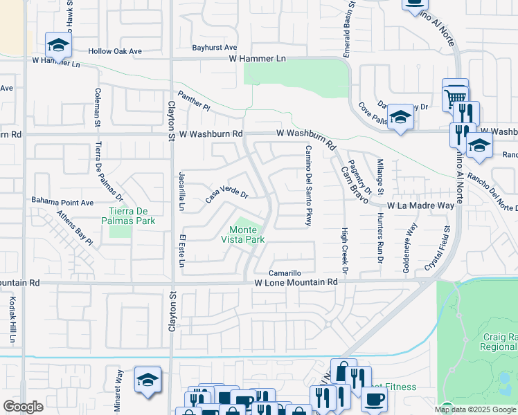 map of restaurants, bars, coffee shops, grocery stores, and more near 4953 El Sur Ct in North Las Vegas