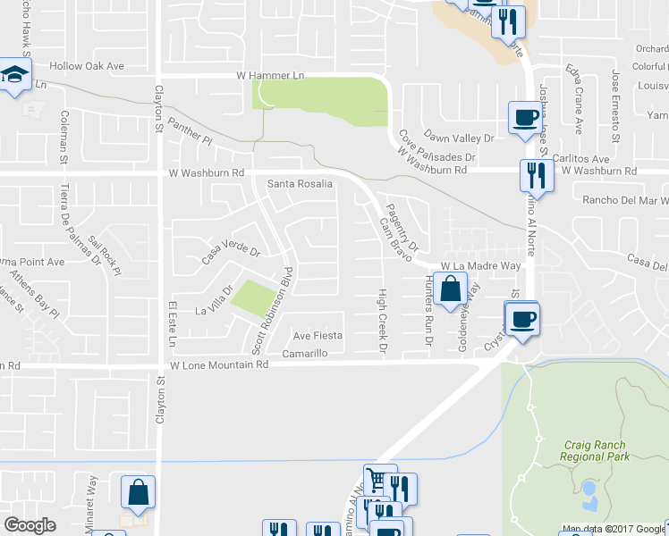 map of restaurants, bars, coffee shops, grocery stores, and more near 1509 Los Alamos Drive in North Las Vegas