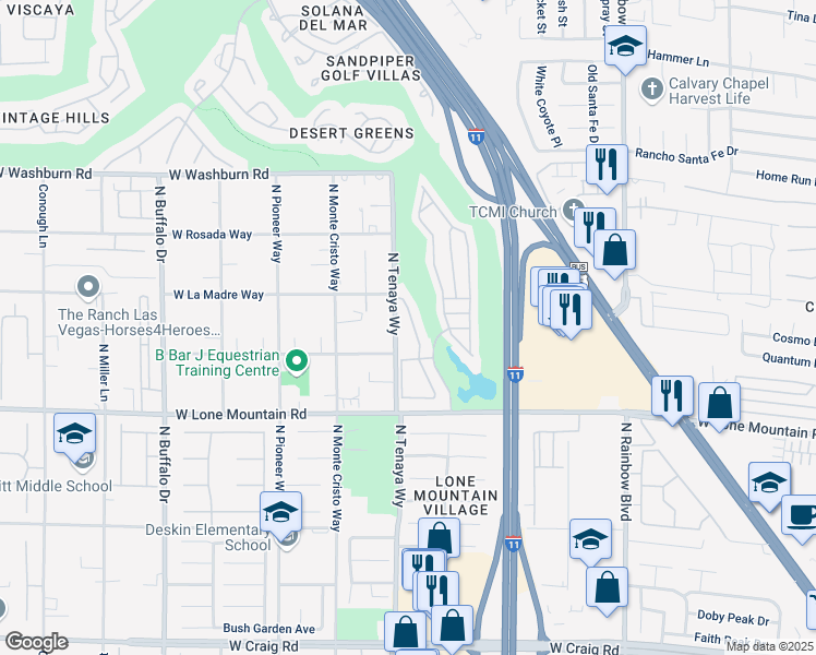 map of restaurants, bars, coffee shops, grocery stores, and more near 4931 Black Bear Road in Las Vegas