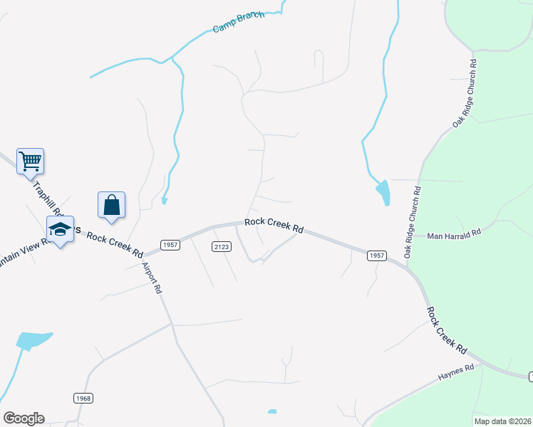 map of restaurants, bars, coffee shops, grocery stores, and more near 4596 Rock Creek Road in North Wilkesboro