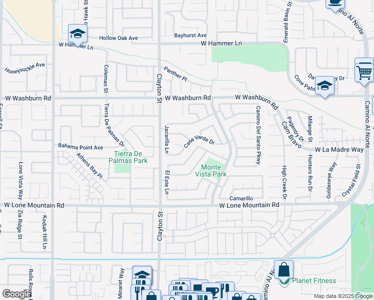 map of restaurants, bars, coffee shops, grocery stores, and more near 1919 Casa Verde Drive in North Las Vegas