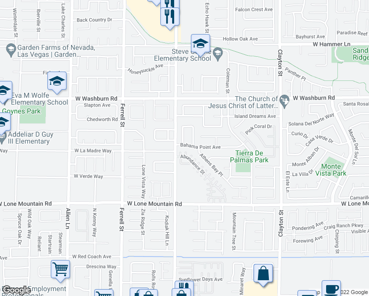 map of restaurants, bars, coffee shops, grocery stores, and more near 2805 Bahama Point Avenue in North Las Vegas