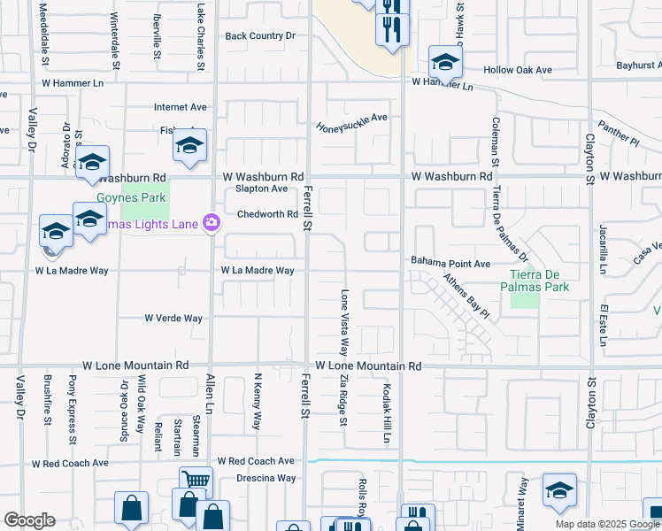 map of restaurants, bars, coffee shops, grocery stores, and more near 3212 W La Madre Way in North Las Vegas