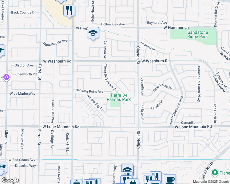 map of restaurants, bars, coffee shops, grocery stores, and more near 2301 Bahama Point Avenue in North Las Vegas