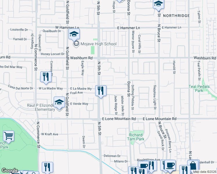 map of restaurants, bars, coffee shops, grocery stores, and more near 609 El Gusto Avenue in North Las Vegas