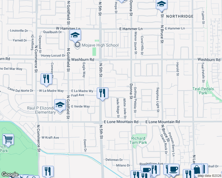 map of restaurants, bars, coffee shops, grocery stores, and more near 609 El Gusto Avenue in North Las Vegas