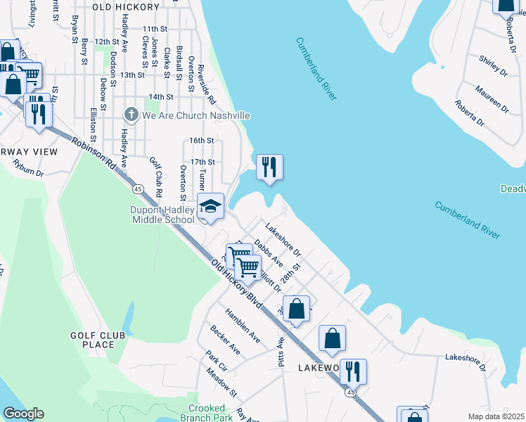 map of restaurants, bars, coffee shops, grocery stores, and more near 301 22nd Street in Nashville