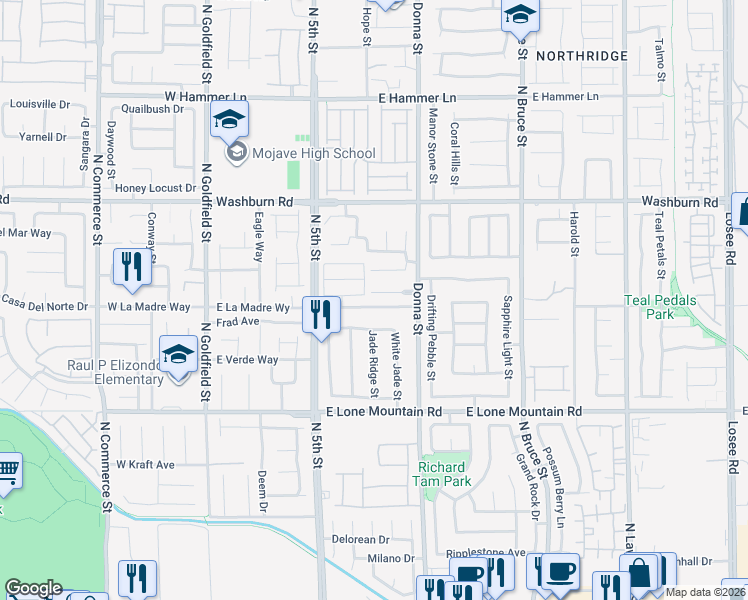map of restaurants, bars, coffee shops, grocery stores, and more near 709 Picasso Picture Court in North Las Vegas