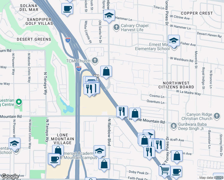 map of restaurants, bars, coffee shops, grocery stores, and more near 4927 Enlightenment Street in Las Vegas