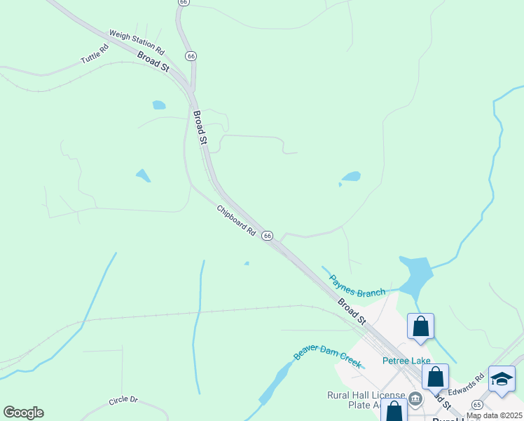 map of restaurants, bars, coffee shops, grocery stores, and more near 8845 Broad Street in Rural Hall