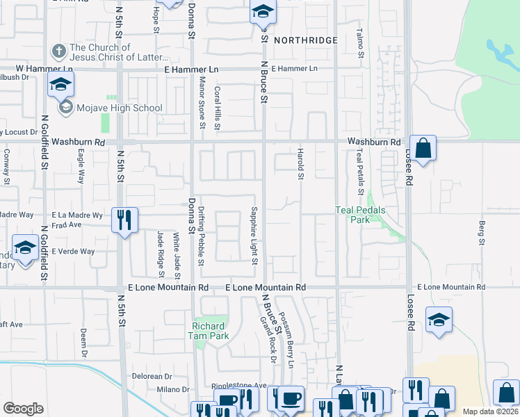 map of restaurants, bars, coffee shops, grocery stores, and more near 4957 Sapphire Light Street in North Las Vegas