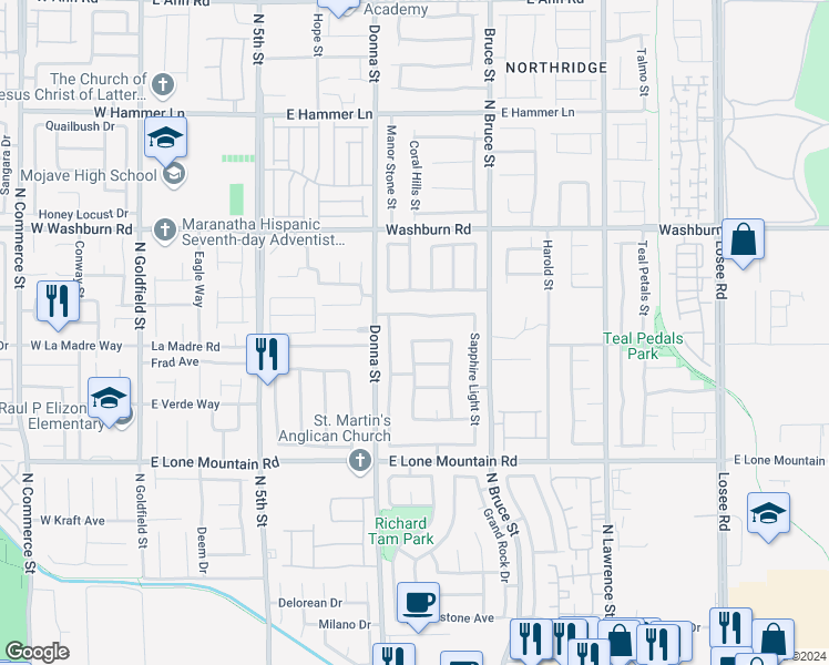 map of restaurants, bars, coffee shops, grocery stores, and more near 1010 Cliffbrook Hedge Avenue in North Las Vegas