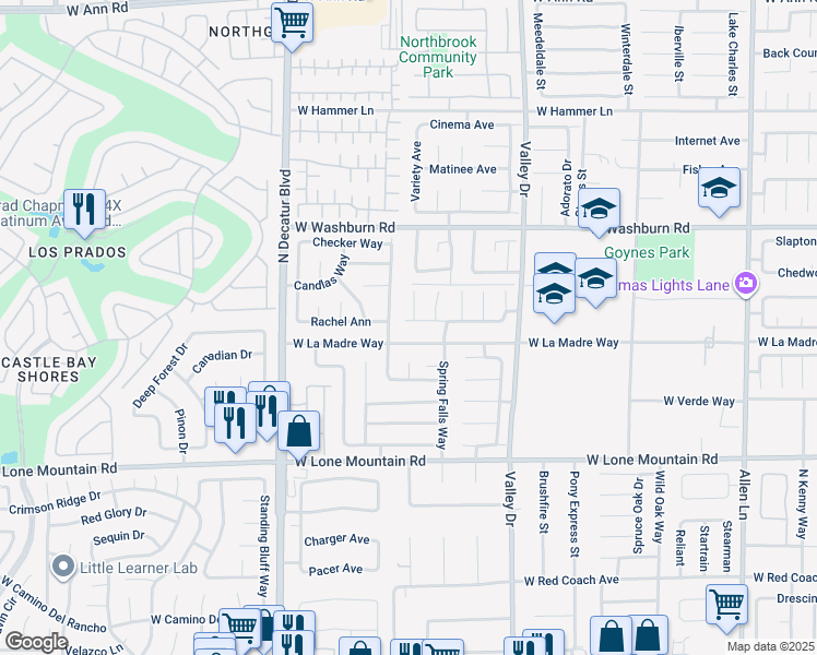 map of restaurants, bars, coffee shops, grocery stores, and more near 4427 Pageantry Falls Drive in North Las Vegas