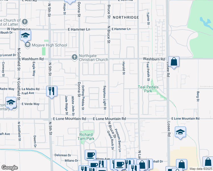 map of restaurants, bars, coffee shops, grocery stores, and more near 4957 Sapphire Light Street in North Las Vegas