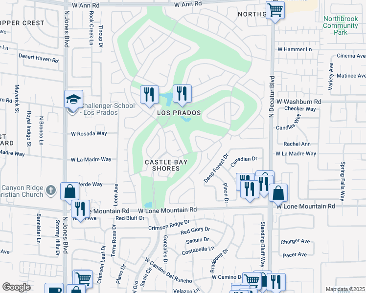 map of restaurants, bars, coffee shops, grocery stores, and more near 5100 Wild Marigold Drive in Las Vegas