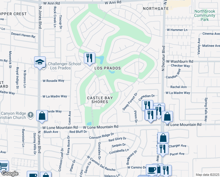 map of restaurants, bars, coffee shops, grocery stores, and more near 5100 Wild Marigold Drive in Las Vegas