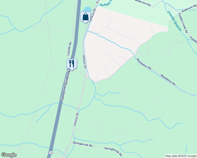 map of restaurants, bars, coffee shops, grocery stores, and more near 1202 Pleasant Hill Dr in Unicoi