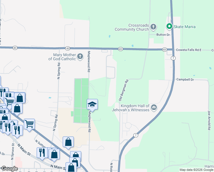 map of restaurants, bars, coffee shops, grocery stores, and more near 4101 West Commercial Street in Harrison