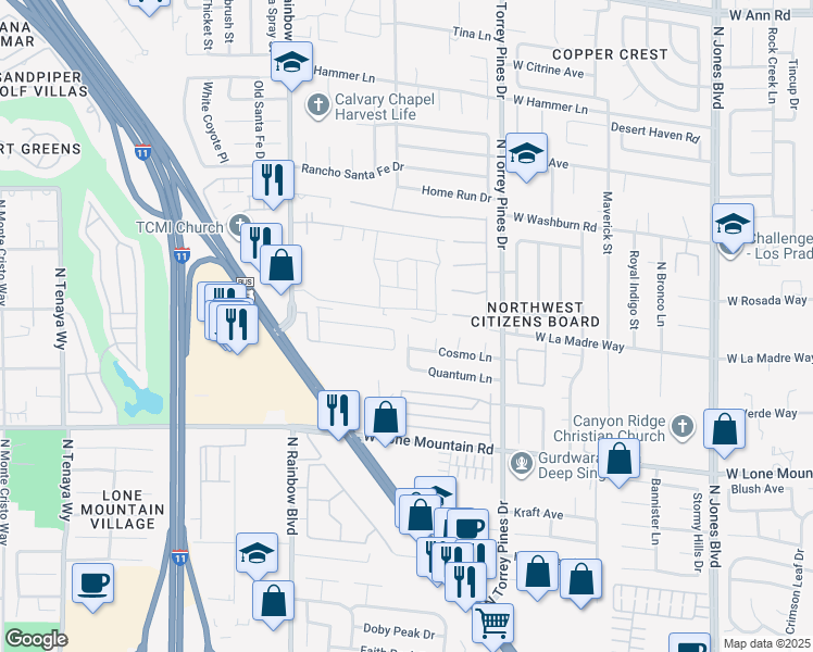 map of restaurants, bars, coffee shops, grocery stores, and more near 4933 Vega Lane in Las Vegas