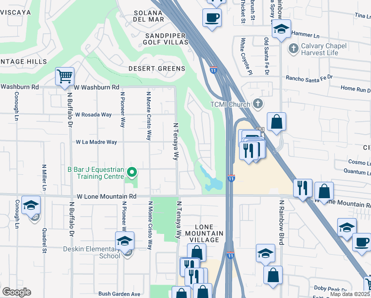 map of restaurants, bars, coffee shops, grocery stores, and more near 4950 Black Bear Road in Las Vegas