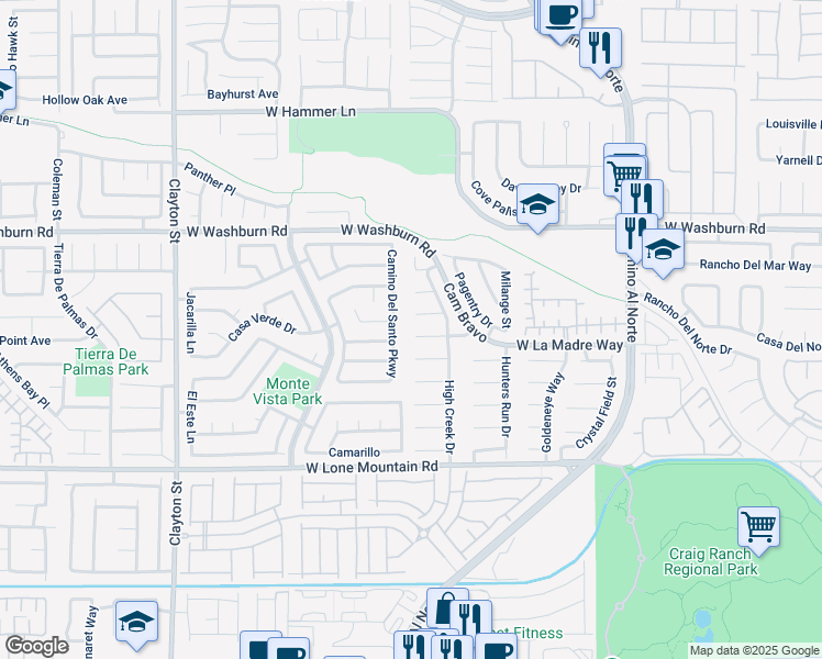 map of restaurants, bars, coffee shops, grocery stores, and more near 1330 Pavilions Avenue in North Las Vegas