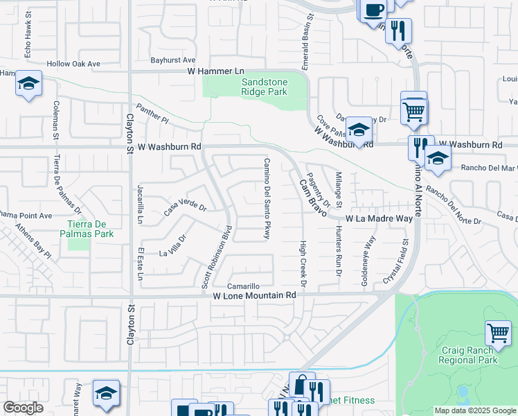 map of restaurants, bars, coffee shops, grocery stores, and more near 1521 Ascension in North Las Vegas