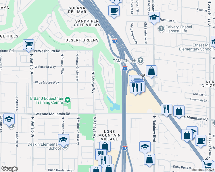 map of restaurants, bars, coffee shops, grocery stores, and more near 4941 Portraits Place in Las Vegas