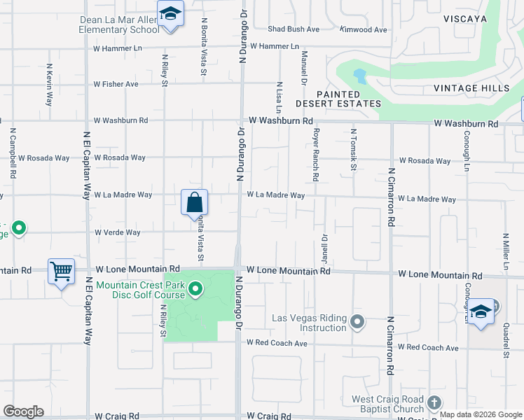 map of restaurants, bars, coffee shops, grocery stores, and more near 8351 Lori Marie Circle in Las Vegas