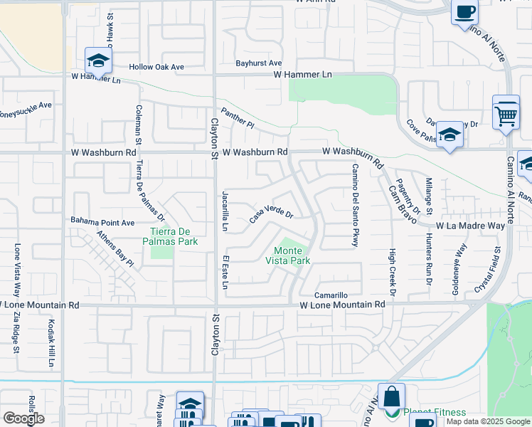 map of restaurants, bars, coffee shops, grocery stores, and more near 1905 Casa Verde Drive in North Las Vegas