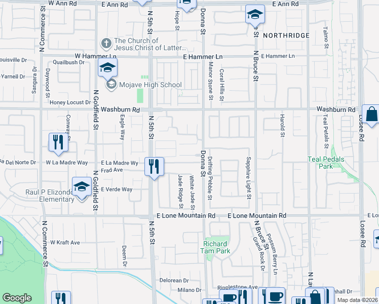 map of restaurants, bars, coffee shops, grocery stores, and more near 812 Fort Mandan Court in North Las Vegas