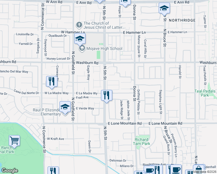 map of restaurants, bars, coffee shops, grocery stores, and more near 509 Dolphin Point Court in North Las Vegas