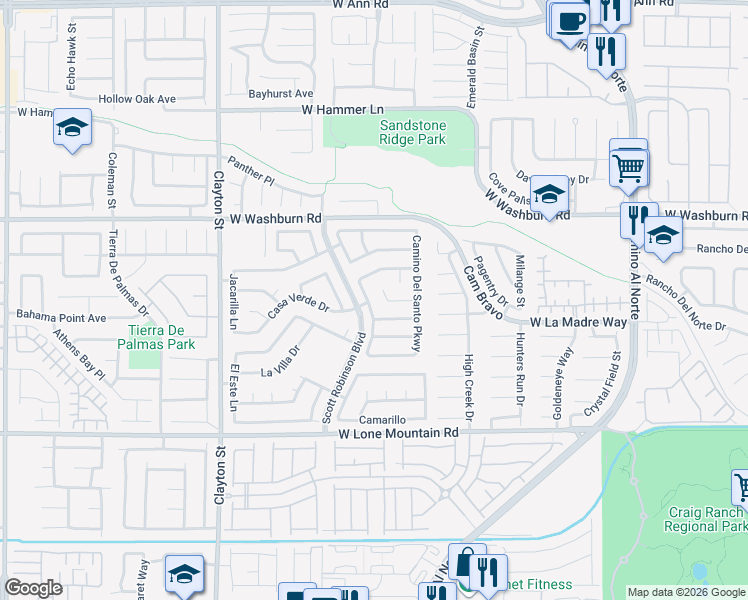 map of restaurants, bars, coffee shops, grocery stores, and more near 1548 Ascension in North Las Vegas