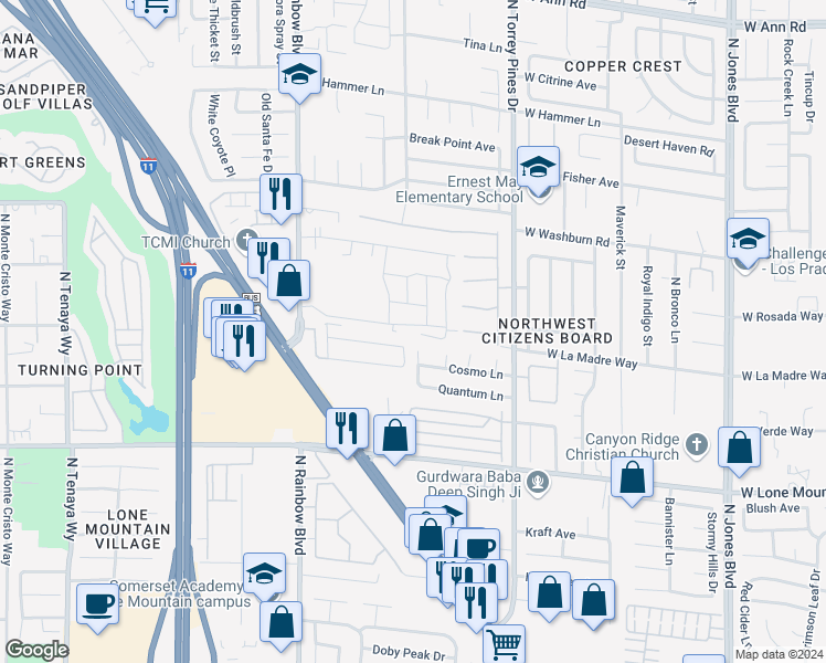 map of restaurants, bars, coffee shops, grocery stores, and more near 6483 Dove Point Place in Las Vegas