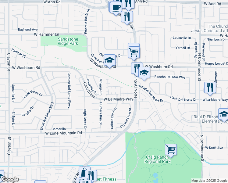 map of restaurants, bars, coffee shops, grocery stores, and more near 1020 Appleblossom Time Ave in North Las Vegas
