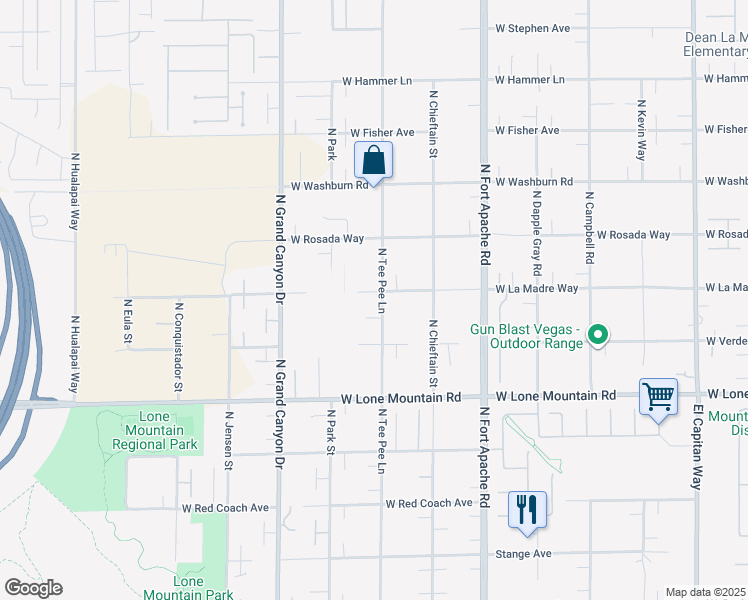 map of restaurants, bars, coffee shops, grocery stores, and more near 9425 West La Madre Way in Las Vegas