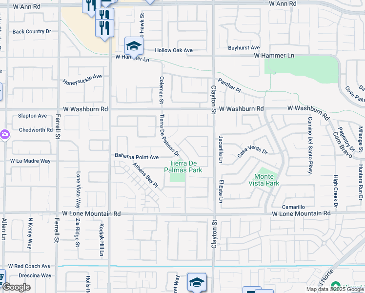 map of restaurants, bars, coffee shops, grocery stores, and more near 5038 Paradise Harbor Place in North Las Vegas