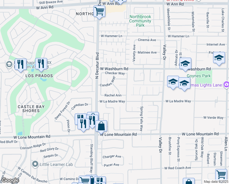 map of restaurants, bars, coffee shops, grocery stores, and more near 5028 Twist Circle in North Las Vegas