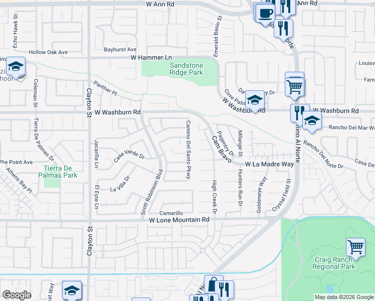 map of restaurants, bars, coffee shops, grocery stores, and more near 1508 Ascension Circle in North Las Vegas