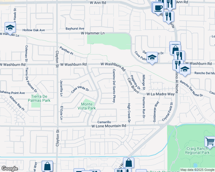 map of restaurants, bars, coffee shops, grocery stores, and more near 1532 Ascension in North Las Vegas