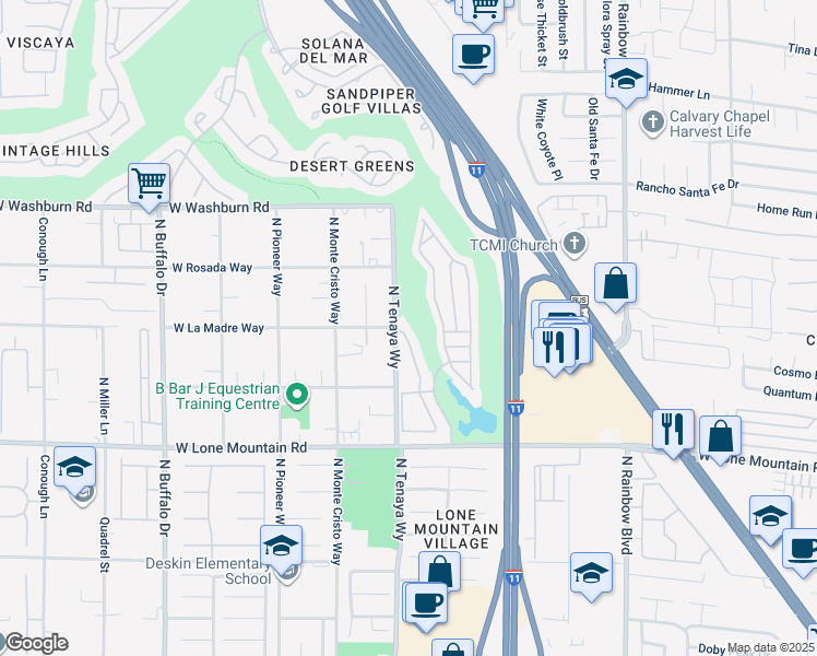 map of restaurants, bars, coffee shops, grocery stores, and more near 4980 Black Bear Road in Las Vegas