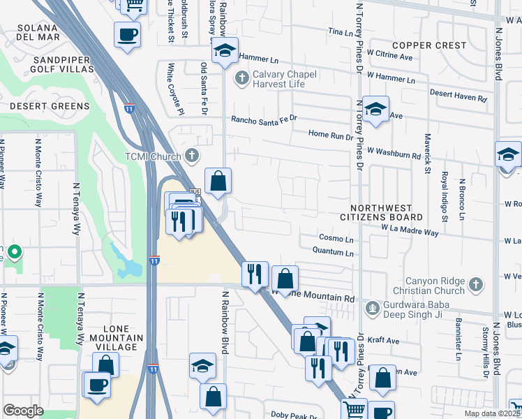 map of restaurants, bars, coffee shops, grocery stores, and more near 6567 Dove Point Place in Las Vegas