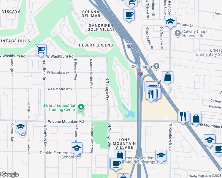 map of restaurants, bars, coffee shops, grocery stores, and more near 4980 Black Bear Road in Las Vegas